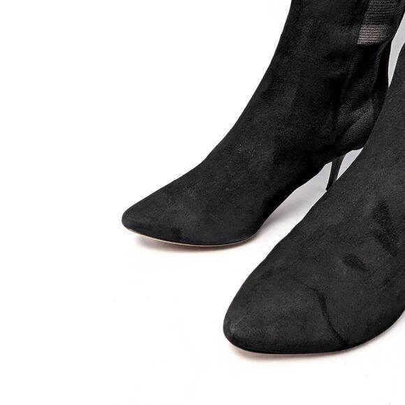 Jimmy Choo Faith 85 Black Suede Stretch Knee-High Boots - Picture 6 of 9